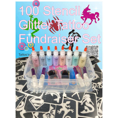 100 Stencil GLITTER TATTOO FUNDRAISER KIT
