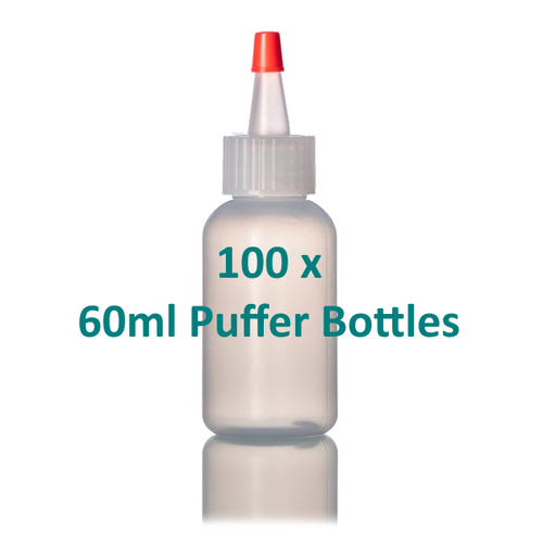 100x LDPE Boston Round Puffer Bottle 60ml