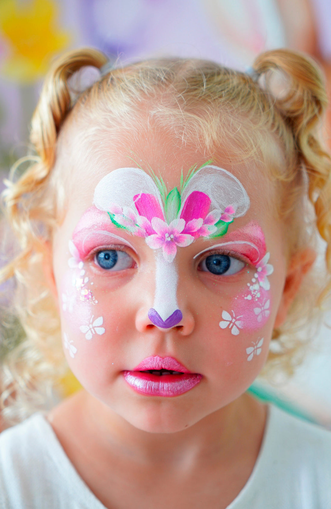 Girl Easter Bunny Face Paint Tutorial: Step By Step Photo Guide
