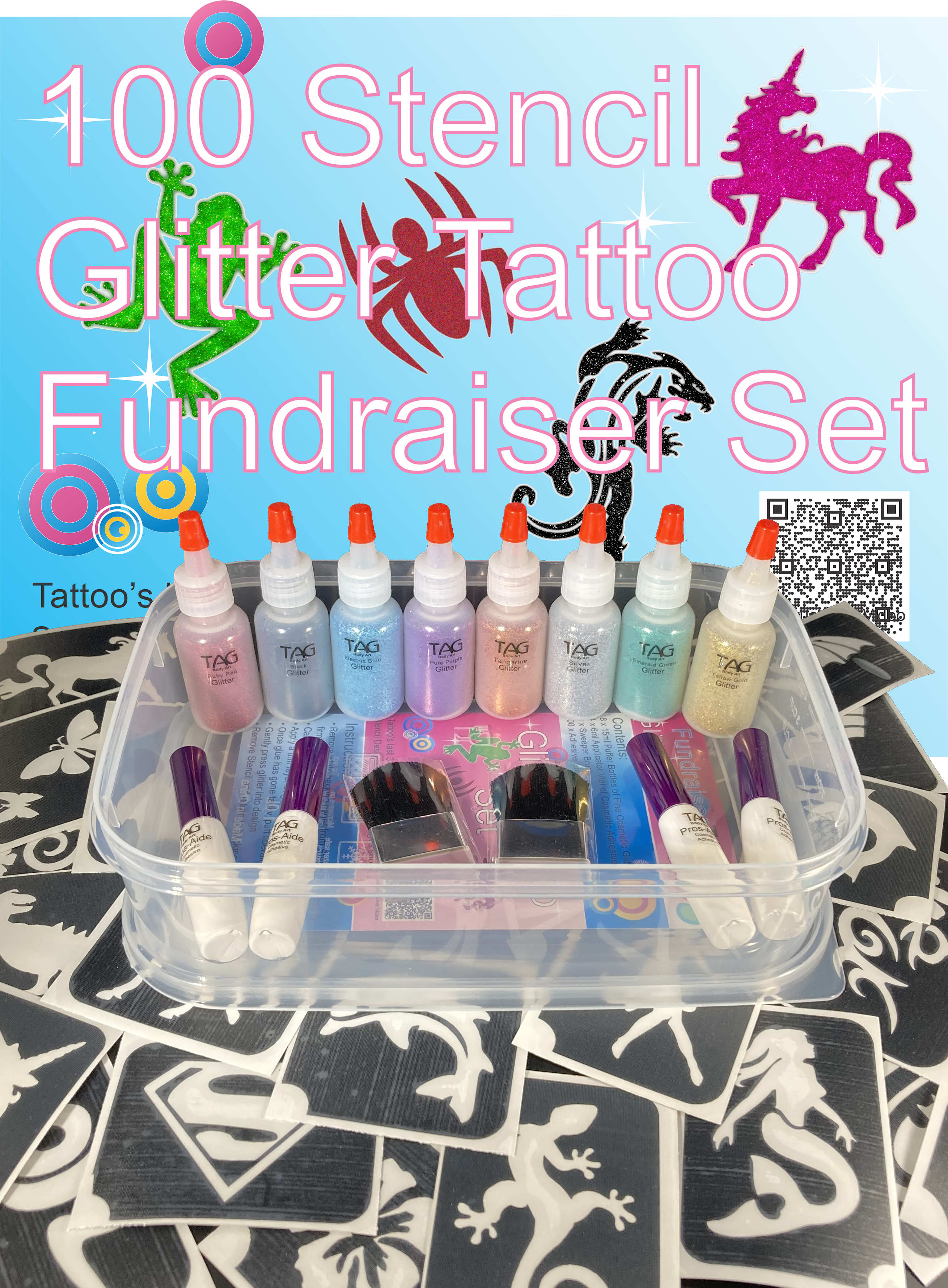 Glitter Tattoo Stencil Kit - Fundraiser