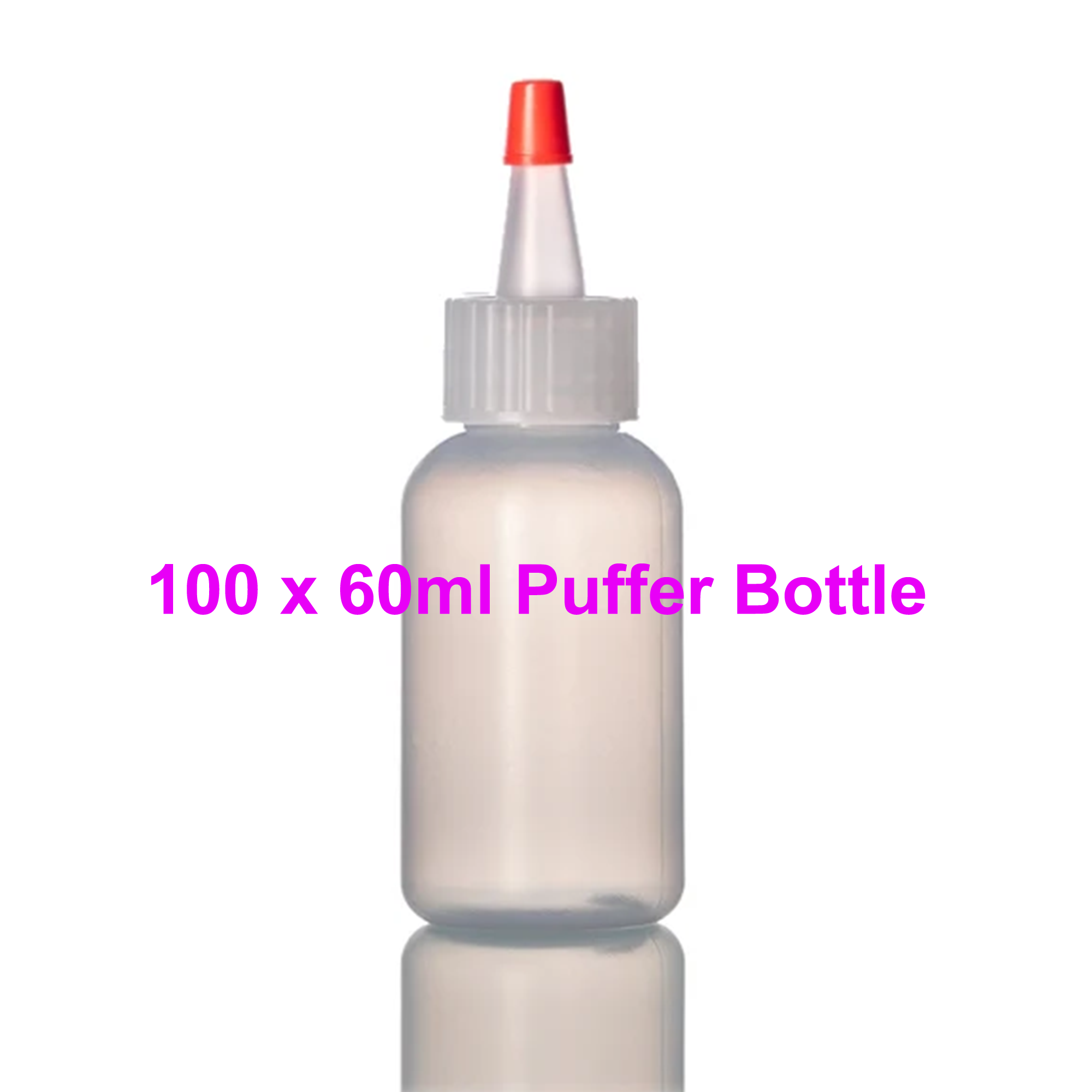BULK - LDPE Boston Round Puffer Bottle 60ml x 100