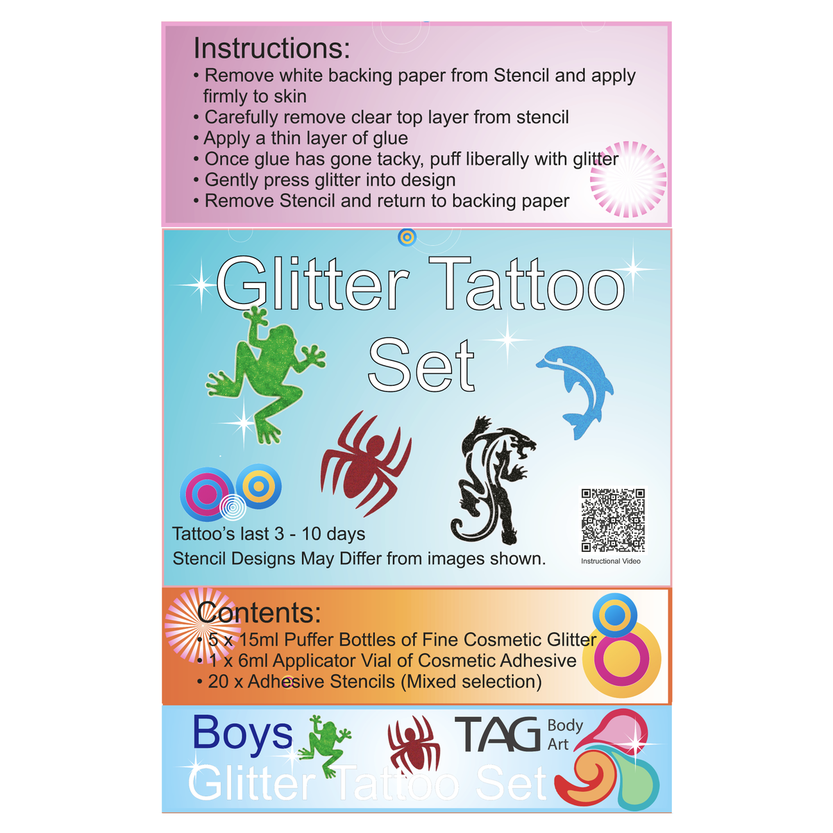 Glitter Tattoo Party Kit - Boys