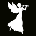 Glitter Tattoo Stencil - Trumpet Angel