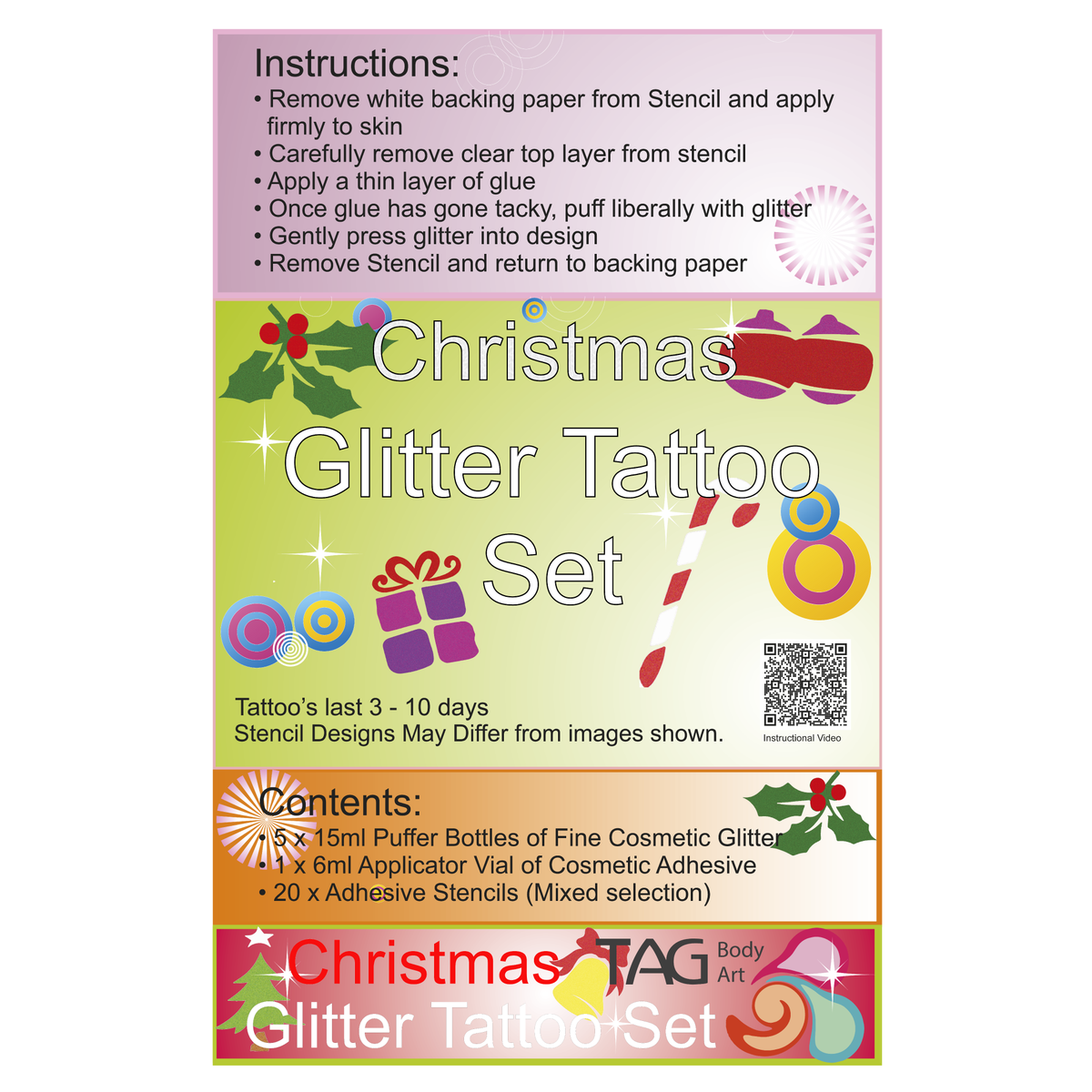 Glitter Tattoo Party Kit - Christmas