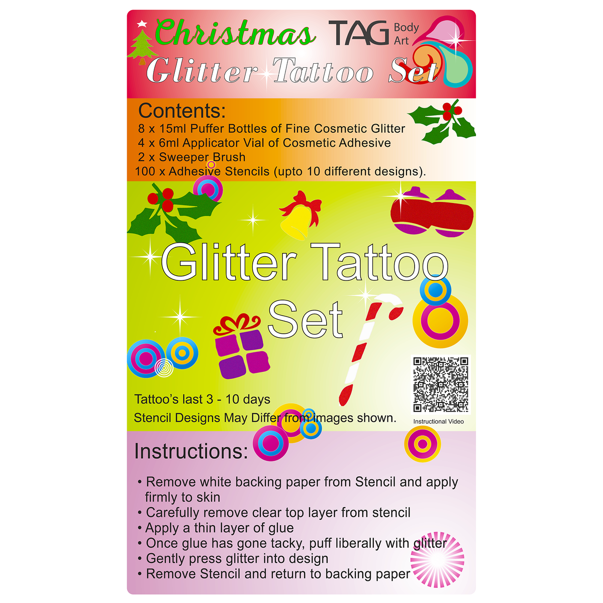 Glitter Tattoo Stencil Kit - Christmas Fundraiser
