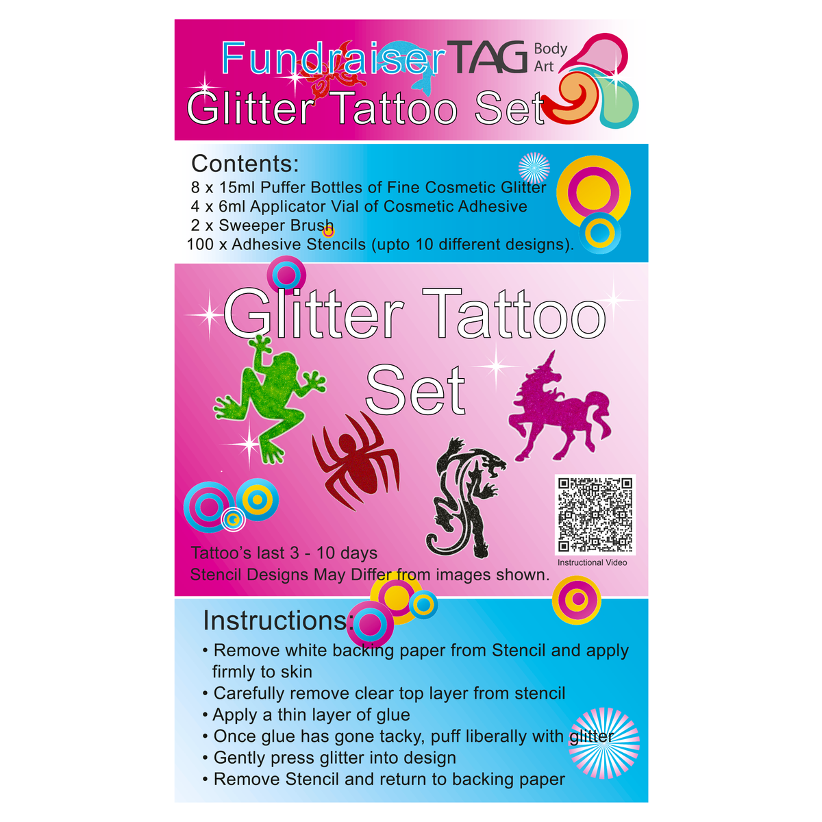 Glitter Tattoo Stencil Kit - Fundraiser