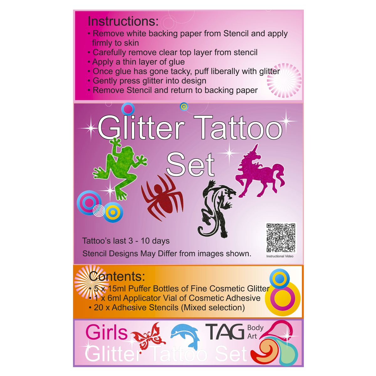 Glitter Tattoo Party Kit - Girls