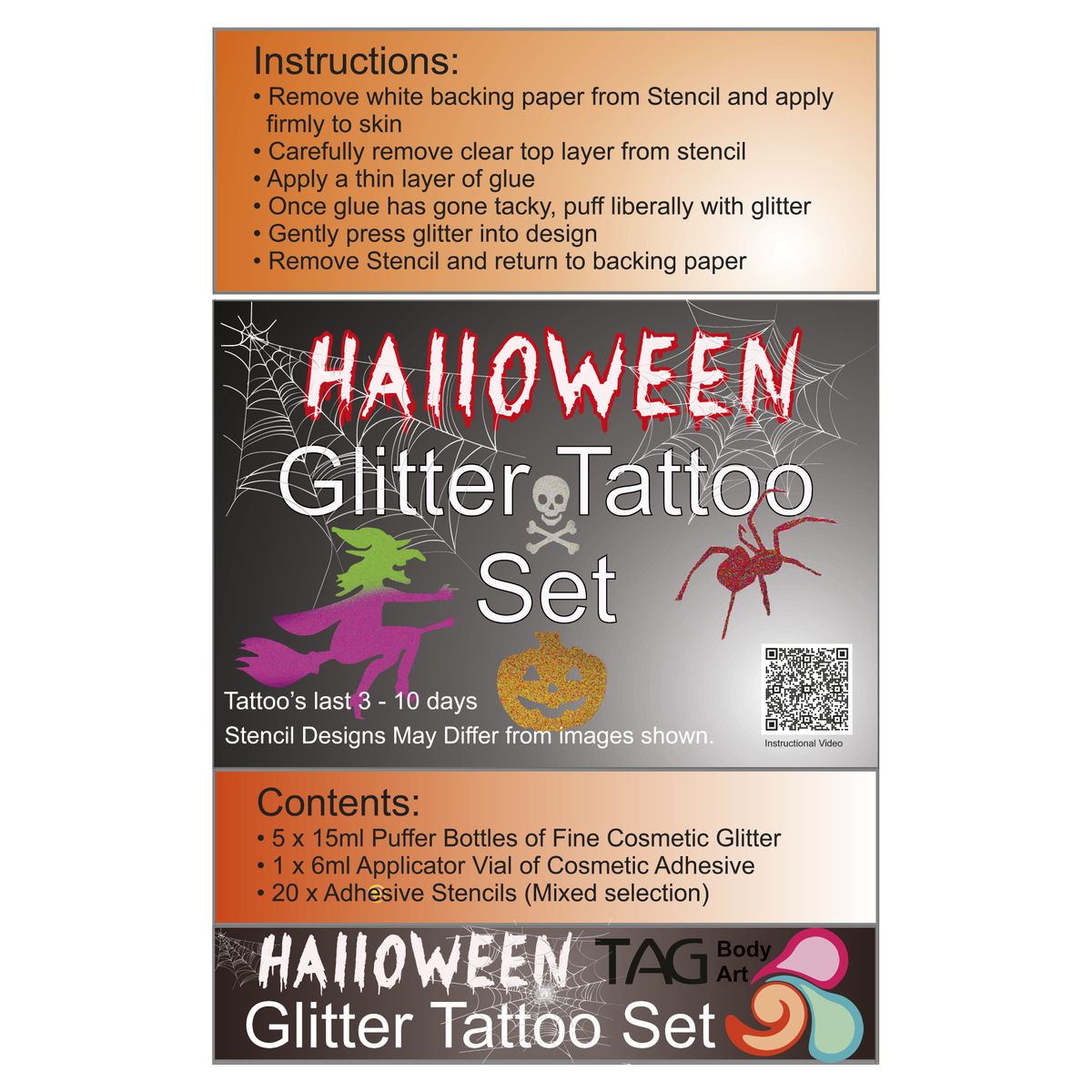 Glitter Tattoo Party Kit - Halloween