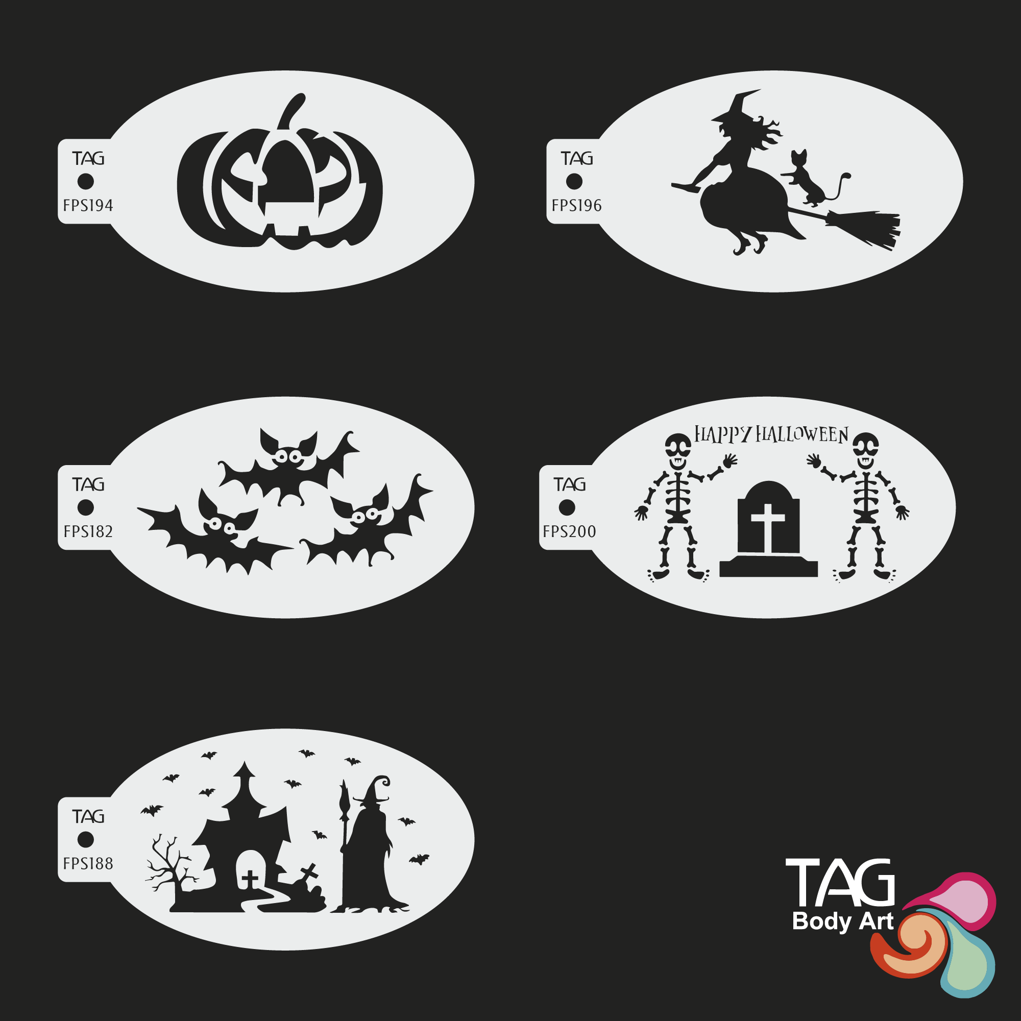 Face Paint Stencil Pack - Halloween - 5 Pack