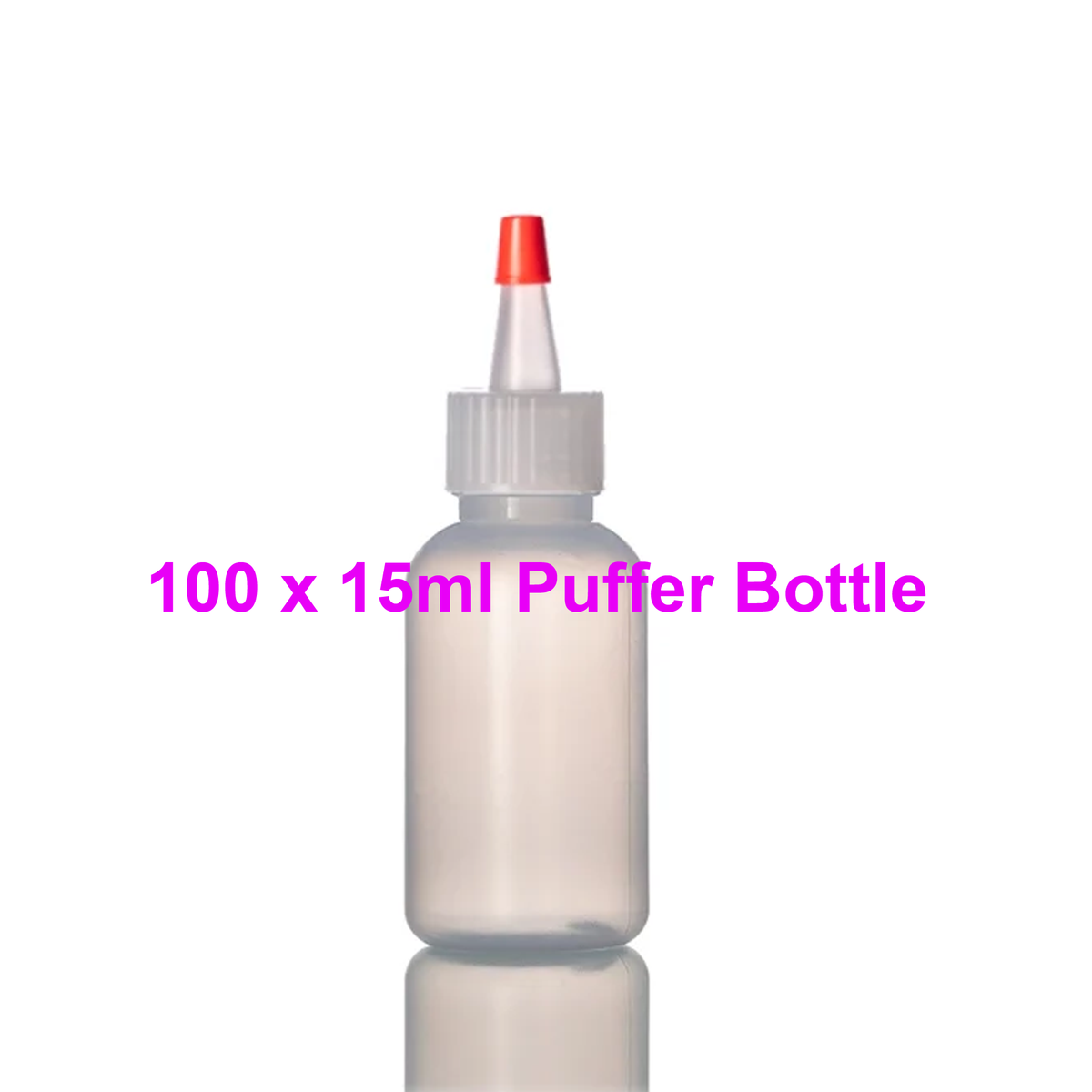 BULK - LDPE Boston Round Puffer Bottle 15ml x 100